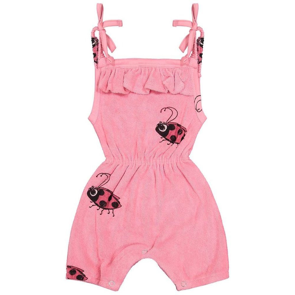 Hugo Loves Tiki Pink Ladybug Terry Ruffle Playsuit